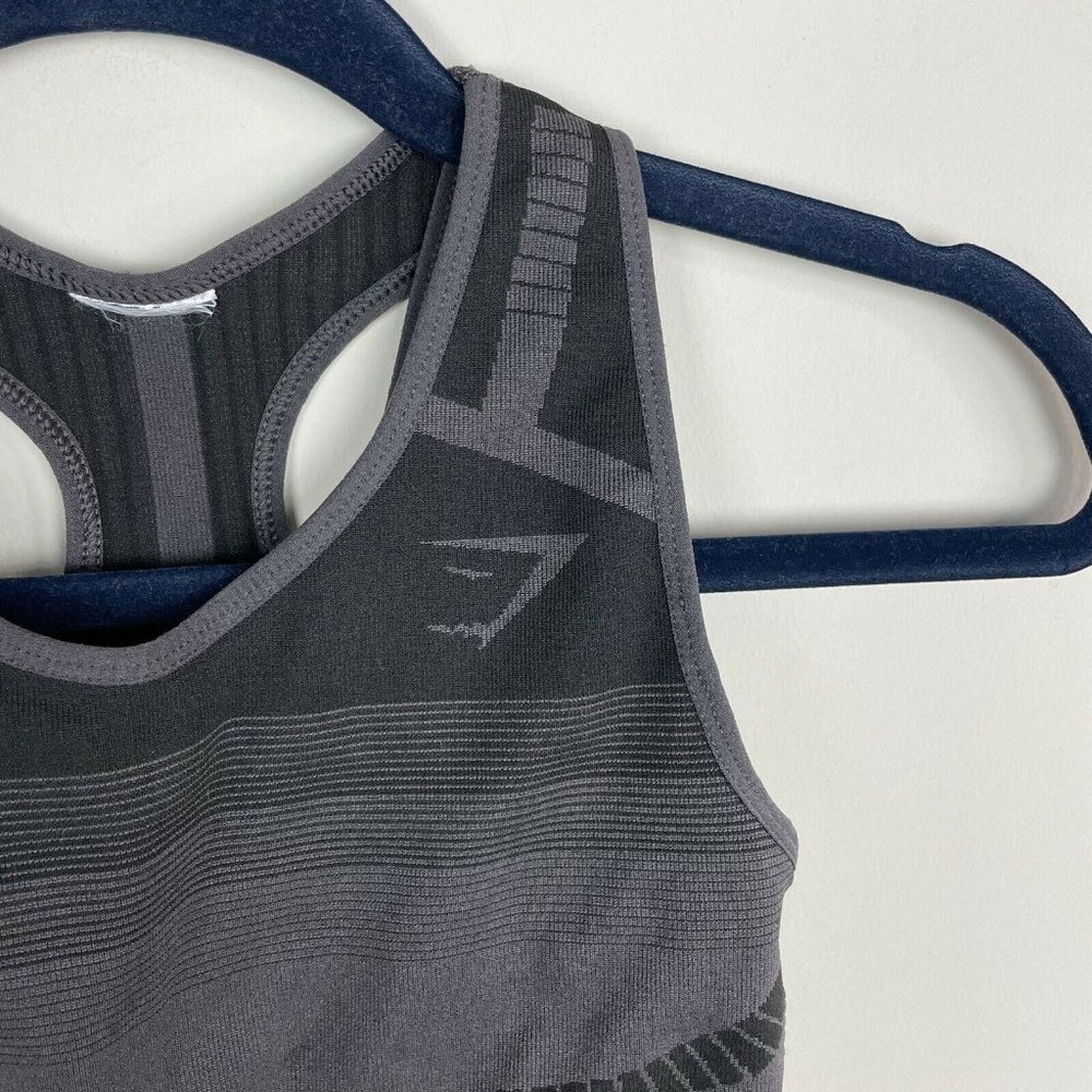 Gymshark Seamless Geo Bra Black Grey - Picture 3 of 4